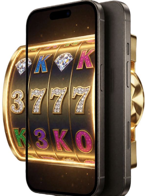 Smartphone mit ge&ouml;ffnetem Millioner Casino Slot-Spiel und goldenen Gewinnsymbolen